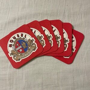 Mousel Luxembourg Beer Coasters Set of 6 Red Crest Breweriana Barware